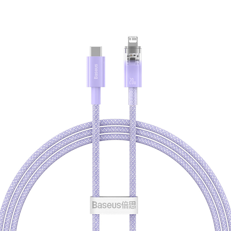 Baseus Explorer Series Fast Charging Cable with Smart Temperature Control Type-C to iP 20W 1m Purple