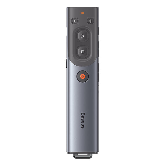 Baseus Orange Dot AI Wireless Presenter (Red Laser) | Rechargeable, Intelligent Voice Recording, Real-Time Voice Translation - Grey-WKCD020013