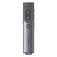 Baseus Orange Dot AI Wireless Presenter (Red Laser) | Rechargeable, Intelligent Voice Recording, Real-Time Voice Translation - Grey-WKCD020013