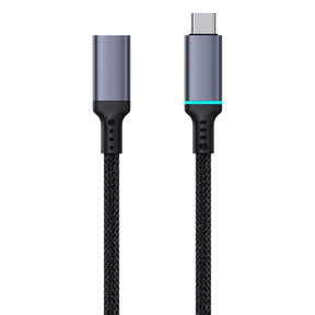 BASEUS Type-C Female to Type-c Male Extension Cable 4K 60Hz Clarity 10Gbps Braided Fast Charging Cable 1m Black -B0063370C111-01