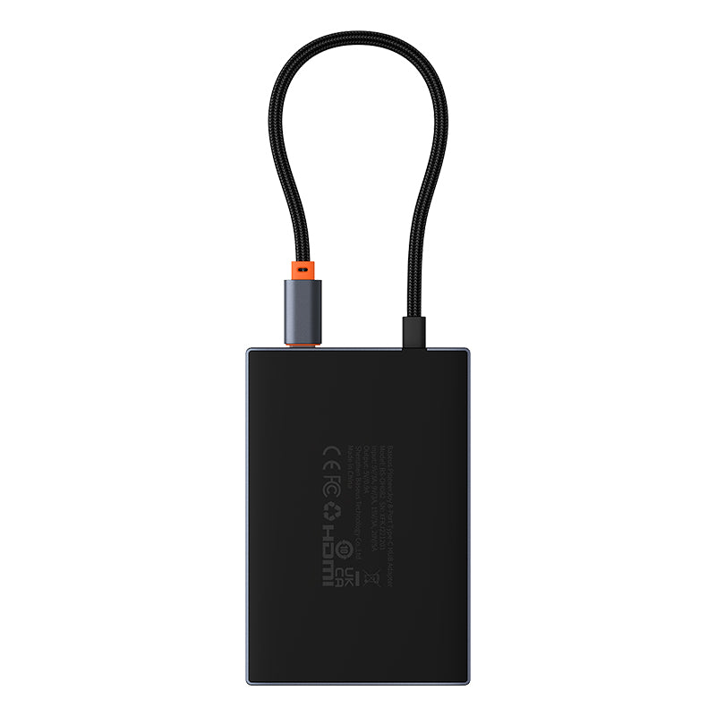Baseus PioneerJoy 8-Port Four-Screen Type-C HUB Adapter Gray（Type-C to HDMI4K@60Hz*1+HDMI4K@30Hz*1+DP8K@30Hz*1+VGA+USB3.0*2+Type-C（Data+PD out)*1+PD*1）