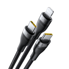 Baseus Flash Series 3 Two-for-three Fast Charging Cable U+C to C+C+L  100W 1.5m Cluster Black-P10377501111-00