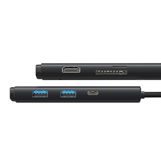 Baseus Lite Series 6-Port USB Type C Hub (Type-C to HDMI+USB3.0*2+PD+SD/TF) (Black)-WKQX080301