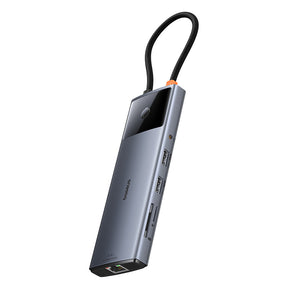 Adapter Baseus Hub 10in1 Metal Gleam II Series, USB-C to 1xHDMI, USB-A (10Gbps), USC-C, 2xUSB-A, Ethernet RJ45, SD/TF card, mini-jack 3,5mm, USB-C(PD)-B00061800813-00