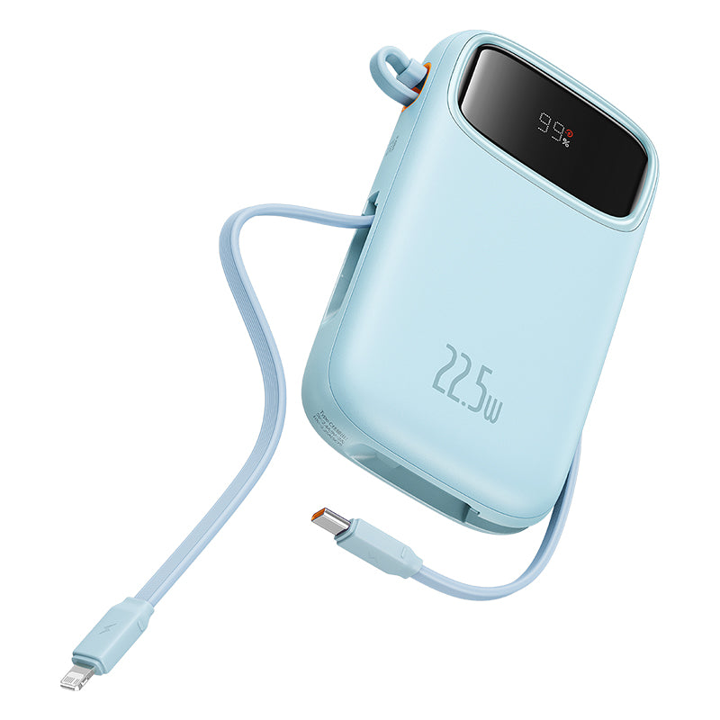 OS-Baseus Qpow2 Dual-Cable Digital Display Fast Charge Power Bank 20000mAh 22.5W Galaxy Blue(With: Simple charging cable  Type-C  3A 0.3m )