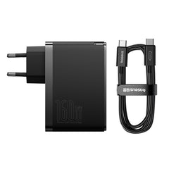 Baseus GaN5 Pro Digital Fast Charger 2C+U 160W EU Cluster Black (With Superior Series Fast Charging Data Cable Type-C to Type-C 240W 48V/5A)