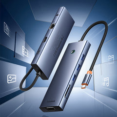 Baseus USB Hub 10-Port HUB Type-C UltraJoy HDMI, VGA, 3xUSB 3.0, PD, RJ45, SD/TF, 3.5mmGrey-B0005280C811-00