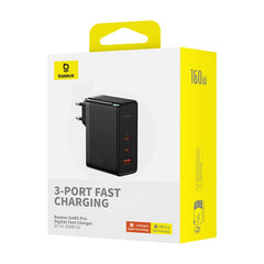 Baseus GaN5 Pro Digital Fast Charger 2C+U 160W EU Cluster Black (With Superior Series Fast Charging Data Cable Type-C to Type-C 240W 48V/5A)