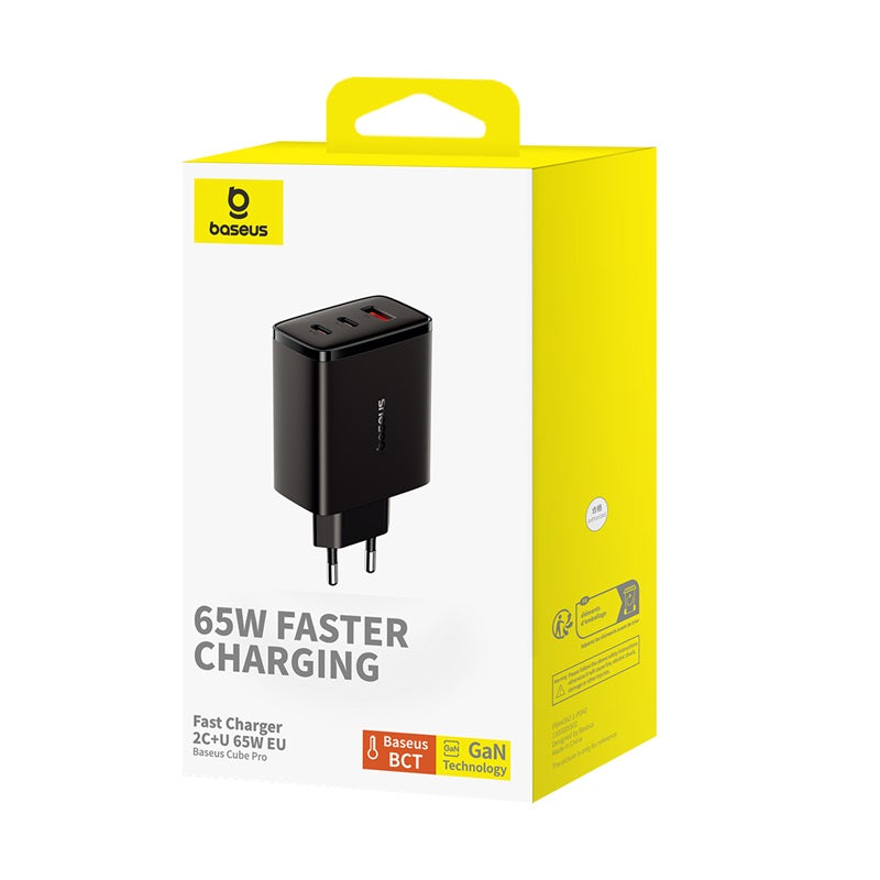 Baseus Cube Pro Fast Charger 2C+U 65W EU Cluster Black