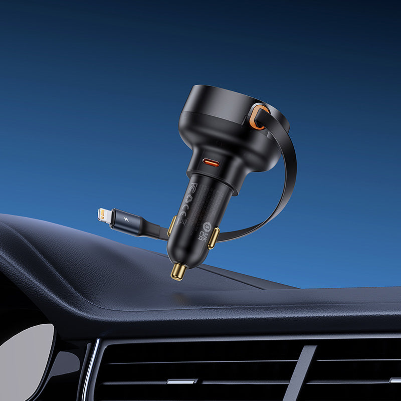 Baseus Enjoyment Pro Car Charger C+Retractable iP Cable 55W-C00057803111-00