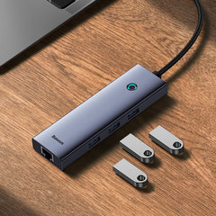 Baseus USB Hub 4in1 Hub UltraJoy USB-C do 3x USB 3.0 + RJ45 (space grey)-B0005280A813-00