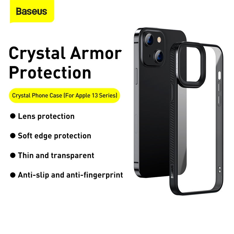Baseus Crystal Phone Case for iPhone 13 Transparent - Black (ARJT000001)