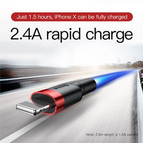 Baseus Cafule Cable for iPhone X, XS, 11, 12, 13 USB to Lightning Fast Charging Cable 2.4A (CALKLF-B09)