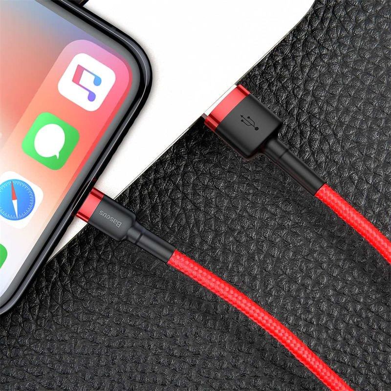 Baseus Cafule Cable for iPhone X, XS, 11, 12, 13 USB to Lightning Fast Charging Cable 2.4A (CALKLF-B09)