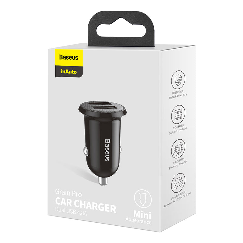 Baseus Grain Pro Car Charger 2x USB 4.8 A Black (CCALLP-01)