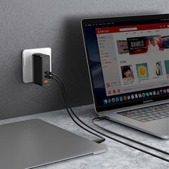 Baseus 120W 2*Type-C / USB-C + USB Ports GaN Mini Fast Charger with 100W Type-C Data Cable, US Plug CCGAN-I01