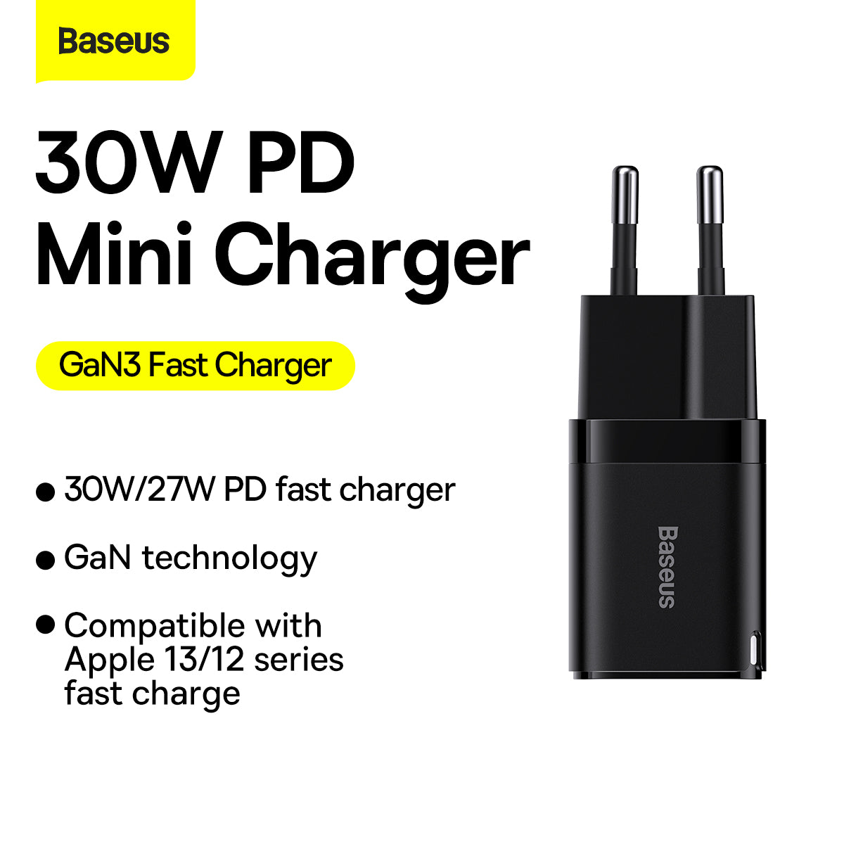 Baseus GaN3 Fast Charger 30W Black (CCGN010101)