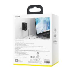 Baseus 120W 2*Type-C / USB-C + USB Ports GaN Mini Fast Charger with 100W Type-C Data Cable, US Plug CCGAN-I01