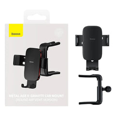 Baseus Metal Age II Round Air Vent Gravity Phone Holder Black (SUJS030001)