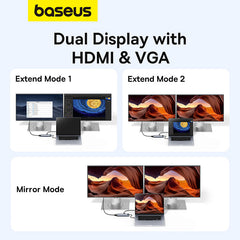 Baseus Hub 11in1 StarJoy Metal Glam Series, USB-C to HDMI +VGA + 3 x USB 3.0 + USB 2.0+USB-C PD + RJ45 + SD/TF +3,5mm-B00030709811-00