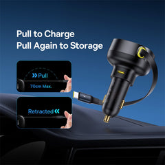 Baseus Enjoyment Pro Car Charger C+Retractable Type-C Cable 60W Cluster Black-C00057802111-01