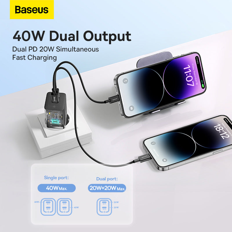 -Baseus GaN5 Pro Fast Charger C+C 40W EU Black-CCGP180101