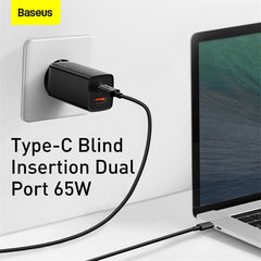 Baseus GaN2 Lite Quick ChargerC U 65W EU Black CCGAN2L-H01
