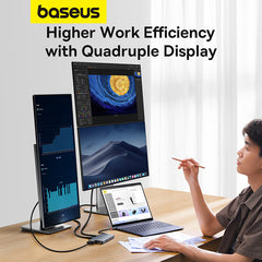 Baseus PortalJoy Series 13-Port  HUB Space Grey （Type-C to HDMI4K@60Hz*2+DP4K@120Hz*1+VGA*1+USB3.1*2+Type-C3.1*1+USB2.0*1+PD*1+RJ45*1+SD/TF*1+3.5mm*1)- B00053002811-00