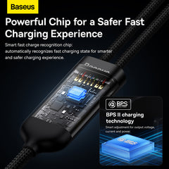 Baseus Flash Series Ⅱ One-for-Two Fast Charging Cable Type-C to C+C 100W 1.5m Black-CASS060001