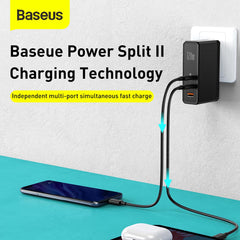 Baseus 120W 2*Type-C / USB-C + USB Ports GaN Mini Fast Charger with 100W Type-C Data Cable, US Plug CCGAN-I01