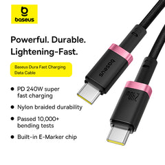 Baseus Dura Fast Charging Data Cable USB-C to USB-C 240W 1m Red Black-P10377803U03-01