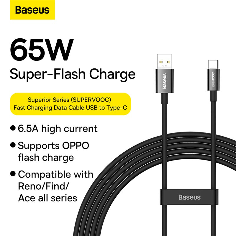 Baseus Type C Superior Series SUPERVOOC 65W 2m White CAYS001002