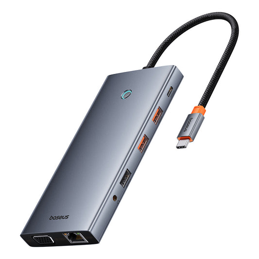 Baseus PortalJoy Series 13-Port  HUB Space Grey （Type-C to HDMI4K@60Hz*2+DP4K@120Hz*1+VGA*1+USB3.1*2+Type-C3.1*1+USB2.0*1+PD*1+RJ45*1+SD/TF*1+3.5mm*1)- B00053002811-00