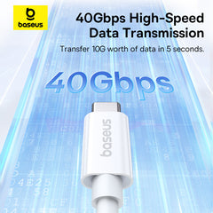 Baseus Superior Series 2 USB4 Full-Function Fast Charging Cable Type-C to Type-C 240W 1m Moon White-P10365200211-02