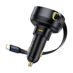 Baseus Enjoyment Pro Car Charger C+Retractable Type-C Cable 60W Cluster Black-C00057802111-01