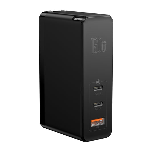 Baseus 120W 2*Type-C / USB-C + USB Ports GaN Mini Fast Charger with 100W Type-C Data Cable, US Plug CCGAN-I01