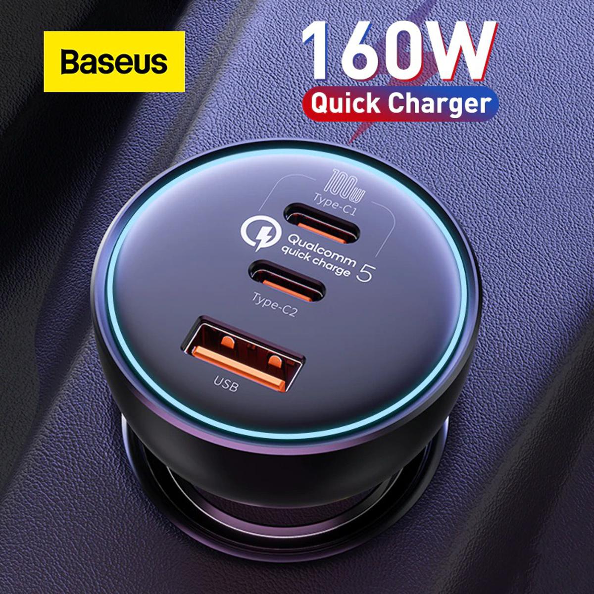Baseus Car Charger 160W Qualcomm® Quick Charge™ 5 Technology 2C+U With 100w Type-C Cable TZCCZM-0G
