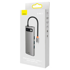 Baseus Metal Gleam Series 8-in-1 Multifunctional Dual HDMI Type-C HUB Docking Station Gray WKWG050113