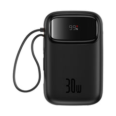 Baseus QPow 2 Digital Display Fast-Charging Power Bank with 2 Built-in Type-C Cable 10000mAh 30W Cluster Black
