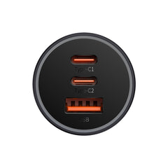 Baseus Golden Contactor Pro Triple Fast Charger Car Charger 65W U+C+C Dark Gray-CGJP010013