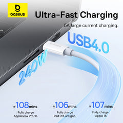 Baseus Superior Series 2 USB4 Full-Function Fast Charging Cable Type-C to Type-C 240W 1m Moon White-P10365200211-02