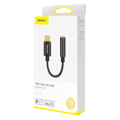 Baseus Type C to 3.5 mm Female Adapter L54 Audio Jack Connector, Noise Cancelling Headphones Jack Converter Audio Adapter Black CATL54-01