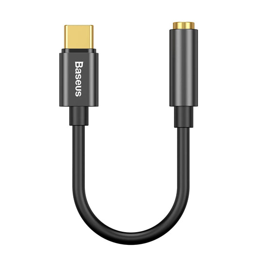 Baseus Type C to 3.5 mm Female Adapter L54 Audio Jack Connector, Noise Cancelling Headphones Jack Converter Audio Adapter Black CATL54-01