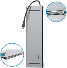 Baseus Enjoyment Series Type-C to (PD/2xHD4Baseus HUK/VGA/RJ45/SD/TF/3xUSB) Dark gray (CATSX-G0G)