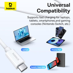 Baseus Superior Series 2 USB4 Full-Function Fast Charging Cable Type-C to Type-C 240W 1m Moon White-P10365200211-02