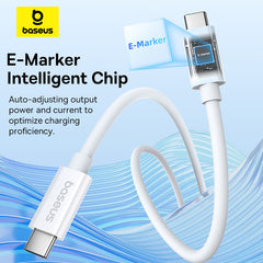 Baseus Superior Series 2 USB4 Full-Function Fast Charging Cable Type-C to Type-C 240W 1m Moon White-P10365200211-02