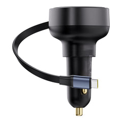 Baseus Enjoyment Pro Car Charger C+Retractable Type-C Cable 60W Cluster Black-C00057802111-01