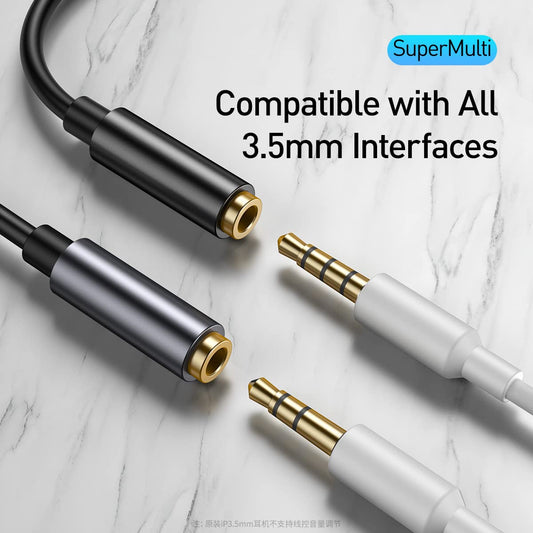 Baseus Type C to 3.5 mm Female Adapter L54 Audio Jack Connector, Noise Cancelling Headphones Jack Converter Audio Adapter Black CATL54-01