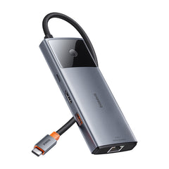 Baseus Hub Metal Gleam Series II 6 in 1 Type-C HUB HDMI 4K60HZ Rj45 Space Grey- B00061802813-00