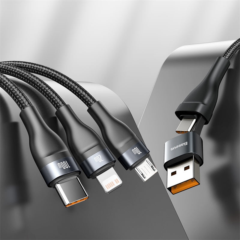 Baseus 3in1 USB / USB Type C - USB Type C / Lightning / micro USB cable (5 A - 100 W / 20 W / 18 W) 1.2 m Power Delivery Quick Charge (CA2T3-G1)